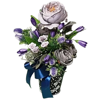 SZITAKÖTŐ  MINTÁS  KASPÓBAN,  KÉK  RÓZSÁK  35×20 CM