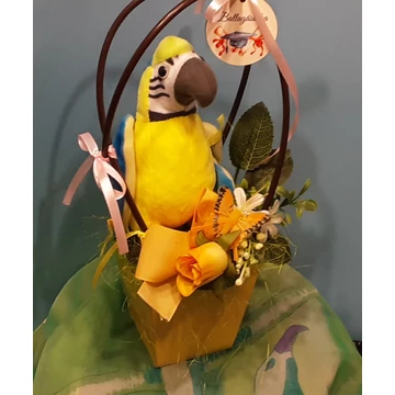 BALLAGÁSI  KÉK-SÁRGA  PAPAGÁJ  TÁSKÁBAN  26×18  CM