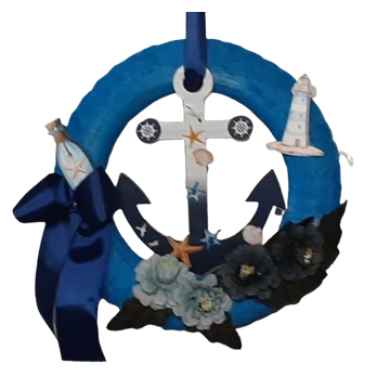 BALATONI  VITORLÁSOK - KÉKSZALAGOS  DEKOR  KOSZORÚ  25  CM