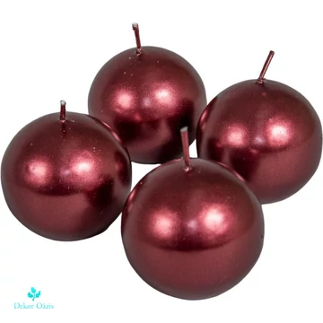 GYERTYA - KÉSZLET,  BORDÓ  FÉNYES  GÖMB  5 CM