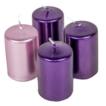 ADVENTI  GYERTYA - KÉSZLET,  LILA - RÓZSASZÍN  LAKK  7×4 CM