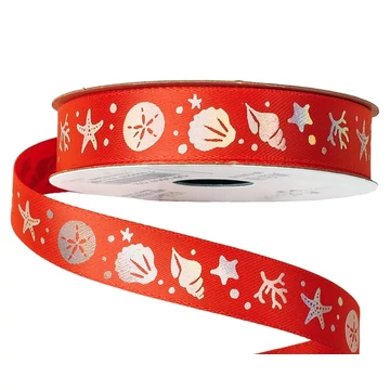 KAGYLÓS  MINTÁS  SZATÉN  SZALAG  16 MM × 6,4 M - KORALL