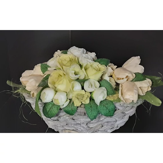 VIRÁGKOSÁR  V.ZÖLD  DEKORÁCIÓ  30 CM