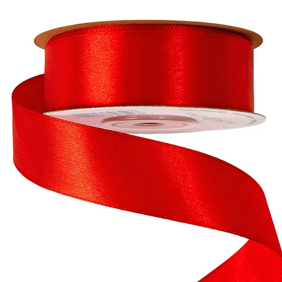 SZATÉN  DÍSZÍTŐ  SZALAG  25  MM × 20  M  -  PIROS