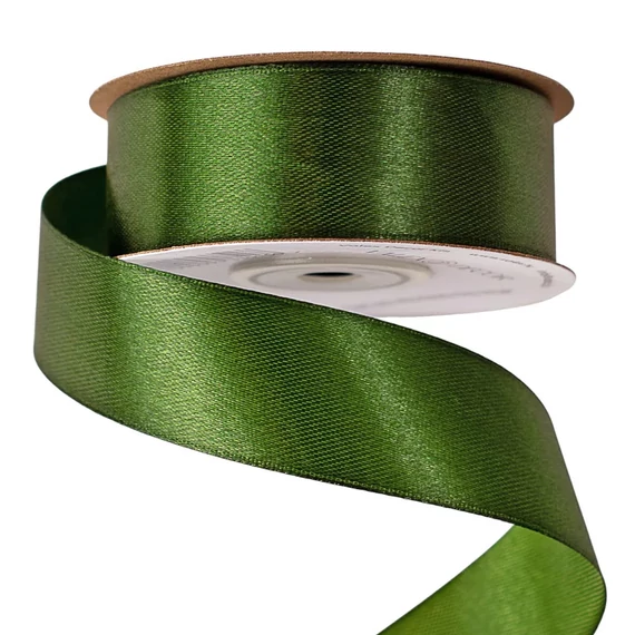 SZATÉN  DÍSZÍTŐ  SZALAG  25  MM × 10  MM  -  SŐTÉT  ZÖLD