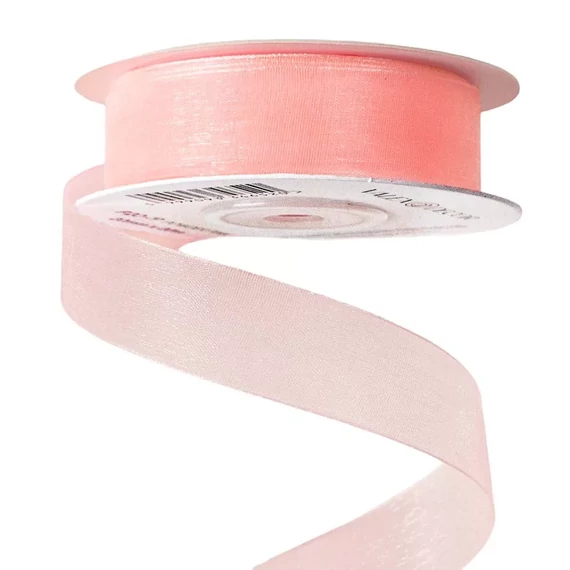 ORGANZA  DÍSZÍTŐ  SZALAG  20  MM × 20  M  -  PUDER  RÓZSASZÍN